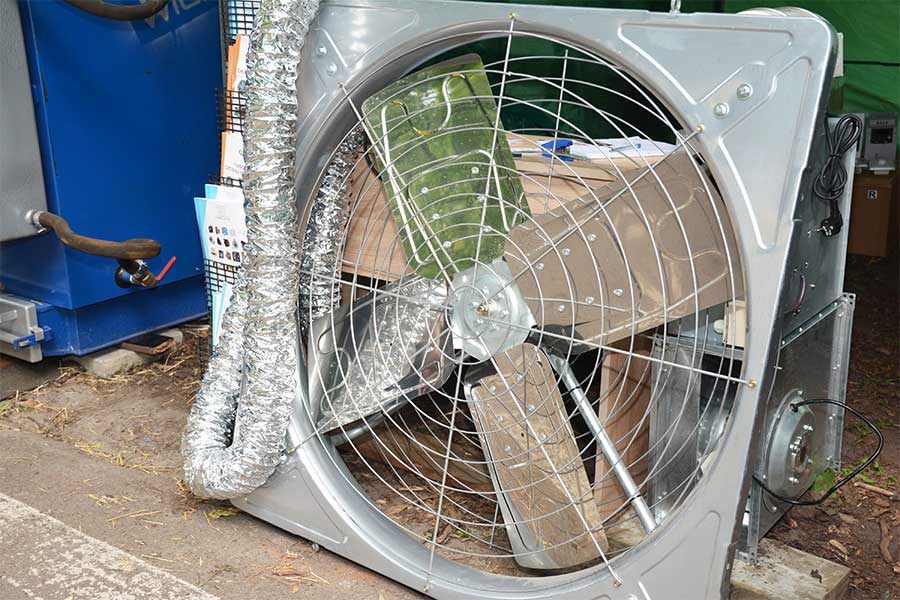 Attic ventilation fan ready for installation in a Raleigh, NC home